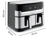 Freidora de aire - Moulinex Dual Fry & Grill EZ905D, Cocinado Dual, 2 Cubetas, 2700W, 8.3 L, 200 °C, Tecnol. Extra-Crisp, Grill, 8 Modos, Táctil, Inox