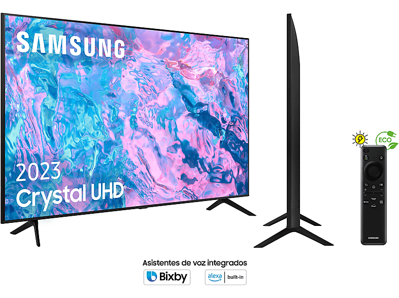 TV LED 65 - Samsung TU65CU7175UXXC, UHD 4K, Smart TV, PurColor, Object Tracking Sound Lite, Adaptive Sound, Motion Xcelerator, Negro