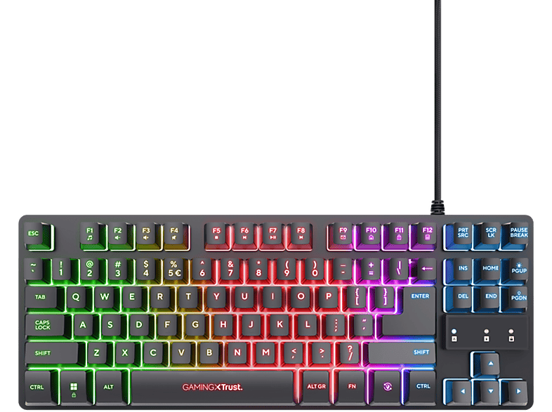 Pack gaming - Trust GXT 794, Ratón inalambrico, Teclado compacto TKL, Retroiluminación, Negro