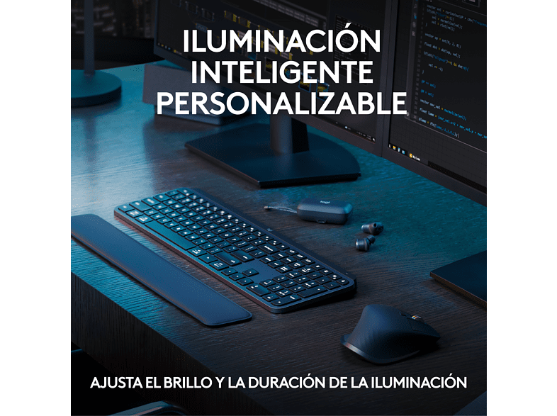 Pack Teclado + Ratón - Logitech Combo MX KEYS S, Inalámbrico, Bluetooth, Iluminación personalizable, Windows/Mac, USB C, Negro