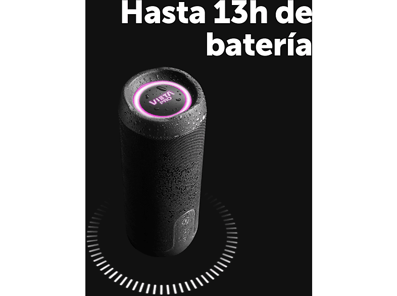 Altavoz inalámbrico - Vieta Goody 4, 30 W, Bluetooth, 13 h Autonomía, Conexión Dual, Negro
