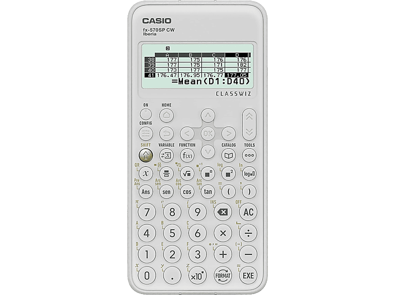 Calculadora científica - Casio FX-991SPCW, Más de 570 funciones, Pantalla alta resolución, 5 idiomas, Blanco