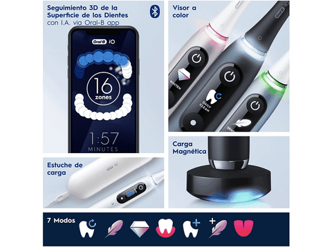 Cepillo eléctrico - Oral-B iO 6S, 5 modos, Pantalla interactiva, Sensor de presión, Negro