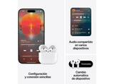 Apple AirPods 4 (2024 4ª gen), Inalámbricos, Bluetooth®, Estuche de carga inalámbrico, Chip H2, Siri, USB-C, Blanco