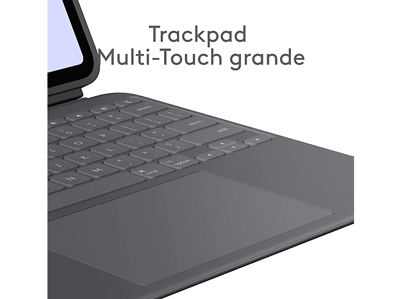 Funda con teclado - Logitech Combo Touch iPad Pro 13 inch, Retroiluminación, Accesos directos, Teclado extraíble, 4 modos de uso, Trackpad, Negro