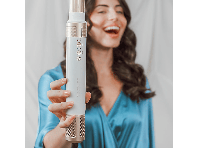 Moldeador - Cecotec Bamba CeramicCare 14in1 AirGlam Champagne, con tecnología Coanda, Cabezales con Revestimiento de Cerámica y Keratina, Champagne