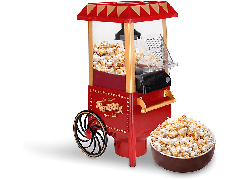 Palomitero - NK HO33001  Máquina de palomitas carro, 1200 W, Capacidad 0.27 l, Sin aceite, Rojo