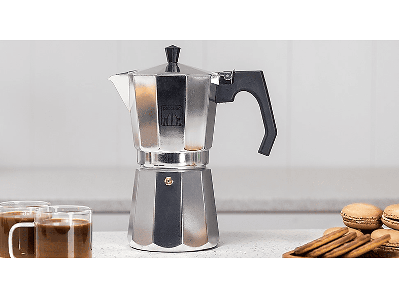 Cafetera tradicional - Cecotec Mokclassic 300 Shiny, 3 tazas, 150 ml, Aluminio fundido, Shiny