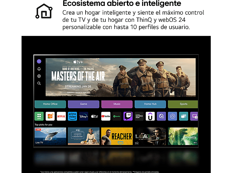 TV QNED 86 - LG 86QNED80T6A, UHD 4K, Procesador Inteligente 4K α5, Smart TV, DVB-T2 (H.265), Negro