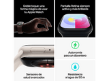 Apple Watch Series 9 (2023), GPS+CELL, 41 mm, Gesto de doble toque, Caja de aluminio blanco estrella, Correa Sport Loop blanco estrella