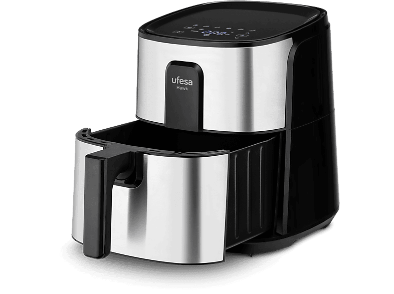 Freidora de aire - Ufesa Hawk, 1500 W, 6 l, 6 programas, Temporizador hasta 60 min, Función vapor, Negro