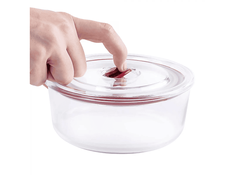 Recipiente hermético - Jata HREC4230, Pack de 3 Recipientes, Vidrio templado, Tapa con Función de Vacío, Transparente