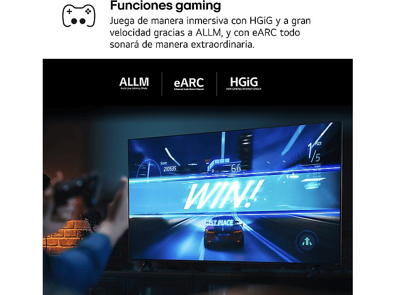 TV QNED 86 - LG 86QNED80T6A, UHD 4K, Procesador Inteligente 4K α5, Smart TV, DVB-T2 (H.265), Negro