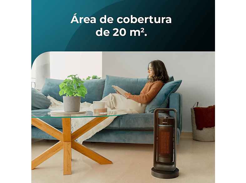 Calefactor - Cecotec ReadyWarm 2000 Max Ceramic Rotate Design, 2000W, 3 modos de funcionamiento, Oscilación, Termostato regulable, Black