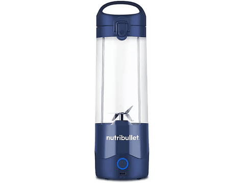 Batidora de vaso - Nutribullet Portable NBP003NBL, Batidora personal, Vaso portátil 0.475 l, Asa transportable, Carga USB-C, 2000 mAh, Azul