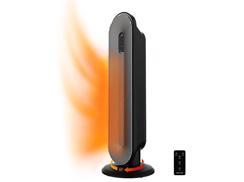 Calefactor - Cecotec Calefactor cerámico ReadyWarm 2050 Max Ceramic Rotate Smart, Cerámico, 20 m², Oscila 60º, 3 modos, Panel digital, Mando, Negro