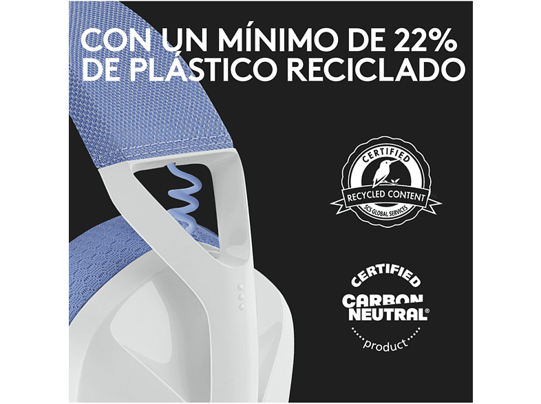Auriculares gaming - Logitech G G435, 20 Hz -20 KHz, 45 Ohms, 83.1 dB, Autonomía 18 h, Micrófono, Blanco