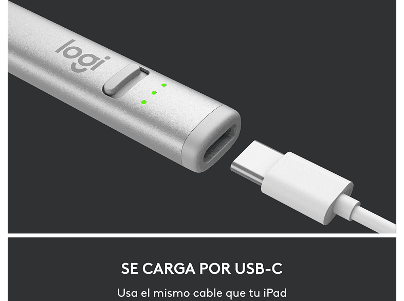 Stylus pen - Logitech Crayon, lápiz digital para iPad con tecnología Apple Pencil, precisión de píxel y punta inteligente dinámica con carga rápida