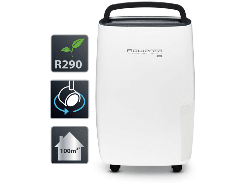 Deshumidificador - Rowenta DH4236, 100 m³, 16 l, Linen Dry, Filtro para Alérgenos, Filtro Antipolvo, Blanco