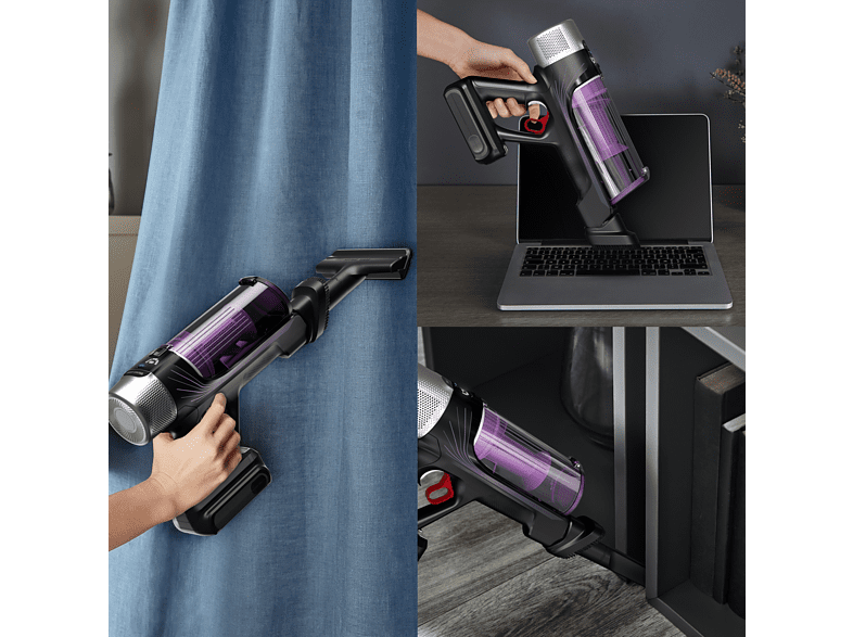 Aspirador escoba - Rowenta RH2039WO X-Force Flex 9.60 Allergy, 200 W, 0.4 L, 45 min, Tecnol. Ciclónica, 3 modos, Multisuperficie, Ultraligera, Púrpura