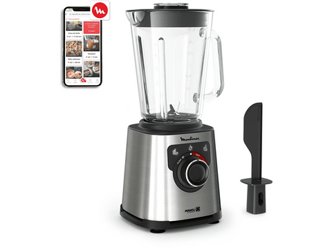 Batidora de vaso - Moulinex PerfectMix+ LM871D10, 1200 W, 2 L, 6 cuchillas, Tecnología Powelix, 28.000 Rpm, Panel Táctil, Autolimpieza, Acero inox.