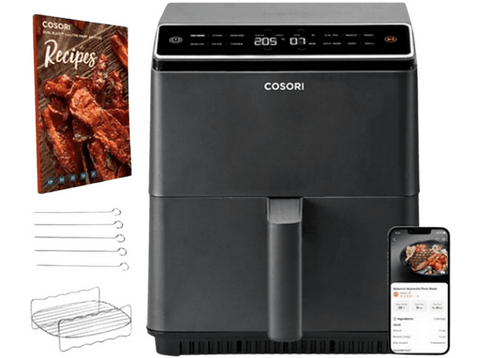 Freidora de aire - Cosori KOSP0011EUN Dual Blaze Chef, 1700 W,  6.4 l, 12 Preajustes, Sistema 360 ThermoIQ, Negro
