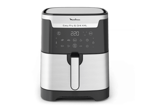 Freidora de aire - Moulinex Easy Fry & Grill XXL EZ801D10, Freidora y Parrilla 2 en 1, 1830 W, 6.5 L, Hasta 220 °C, 8 programas, Temporizador, Plata