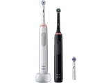 Cepillo eléctrico - Oral-B Pro 3 3900 Dual Pack, Con 3 Cabezales, Diseñados Por Braun, Negro y blanco