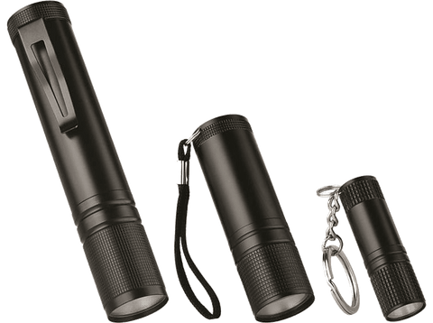 Linterna - ISY IFS-1000, Pack de 3 linternas, Tamaños L M S, Negro
