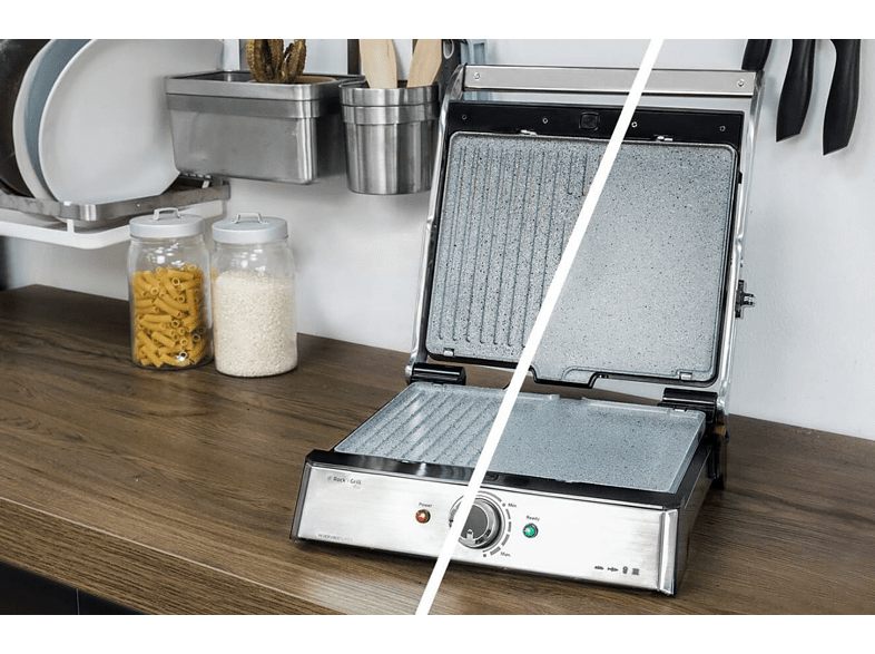 Grill - Cecotec ROCK'NGRILL PRO, 2000W, Antiadherente, Temperatura regulable, Placas reversibles