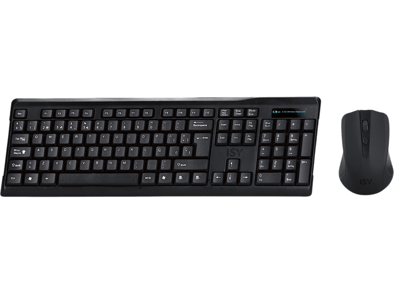 Pack Teclado + Ratón - ISY IDE-2500-ES, Inalámbrico, 2.4 GHz, USB, Negro