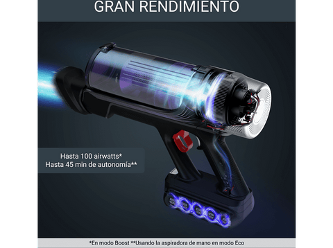 Aspirador escoba - Rowenta RH2039WO X-Force Flex 9.60 Allergy, 200 W, 0.4 L, 45 min, Tecnol. Ciclónica, 3 modos, Multisuperficie, Ultraligera, Púrpura