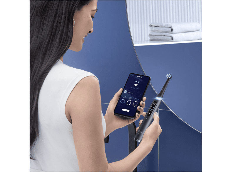Cepillo eléctrico - Oral-B iO 9S, Seguimiento 3D, Sensor de Presión, Estuche de Carga, Diseñado Por Braun, Negro