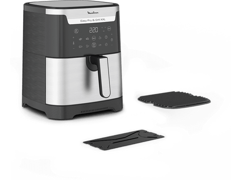 Freidora de aire - Moulinex Easy Fry & Grill XXL EZ801D10, Freidora y Parrilla 2 en 1, 1830 W, 6.5 L, Hasta 220 °C, 8 programas, Temporizador, Plata