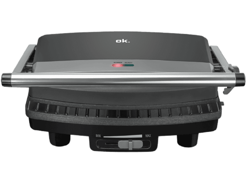 Grill  - OK OCG 1520, 1500 W, Termostato, Bandeja de goteo extraíble, Negro
