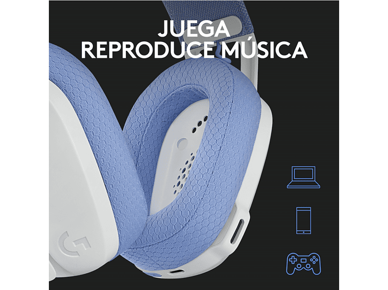 Auriculares gaming - Logitech G G435, 20 Hz -20 KHz, 45 Ohms, 83.1 dB, Autonomía 18 h, Micrófono, Blanco