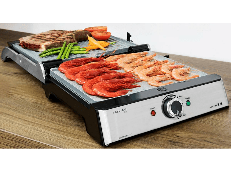 Grill - Cecotec ROCK'NGRILL PRO, 2000W, Antiadherente, Temperatura regulable, Placas reversibles