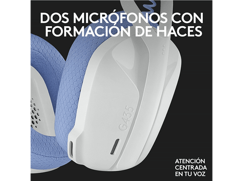 Auriculares gaming - Logitech G G435, 20 Hz -20 KHz, 45 Ohms, 83.1 dB, Autonomía 18 h, Micrófono, Blanco