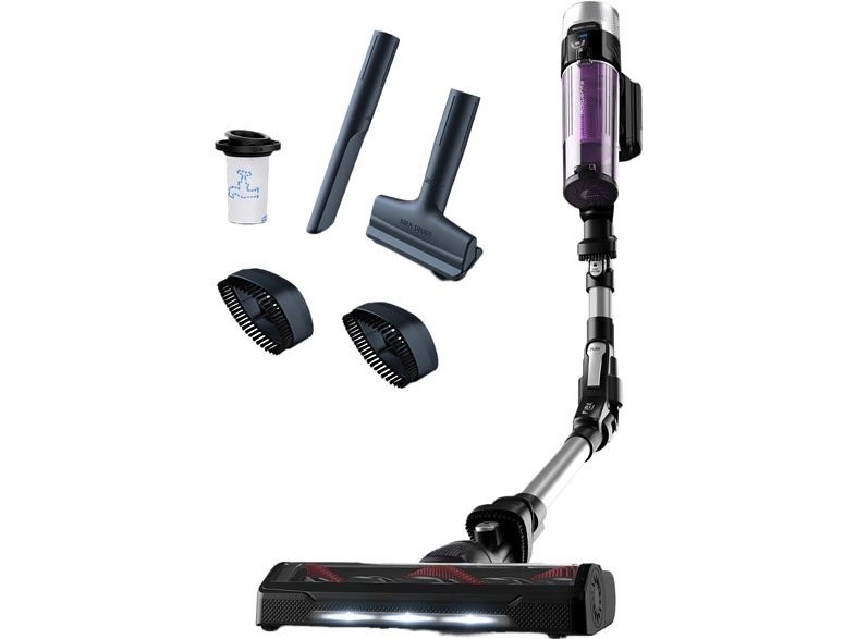 Aspirador escoba - Rowenta RH2039WO X-Force Flex 9.60 Allergy, 200 W, 0.4 L, 45 min, Tecnol. Ciclónica, 3 modos, Multisuperficie, Ultraligera, Púrpura