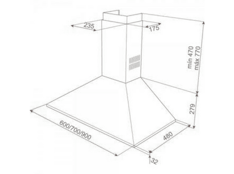 Campana - Teka 40460400 DBB 60, Decorativa, INOX, 3 velocidades, 380 m³/h, 60 cm, Inox