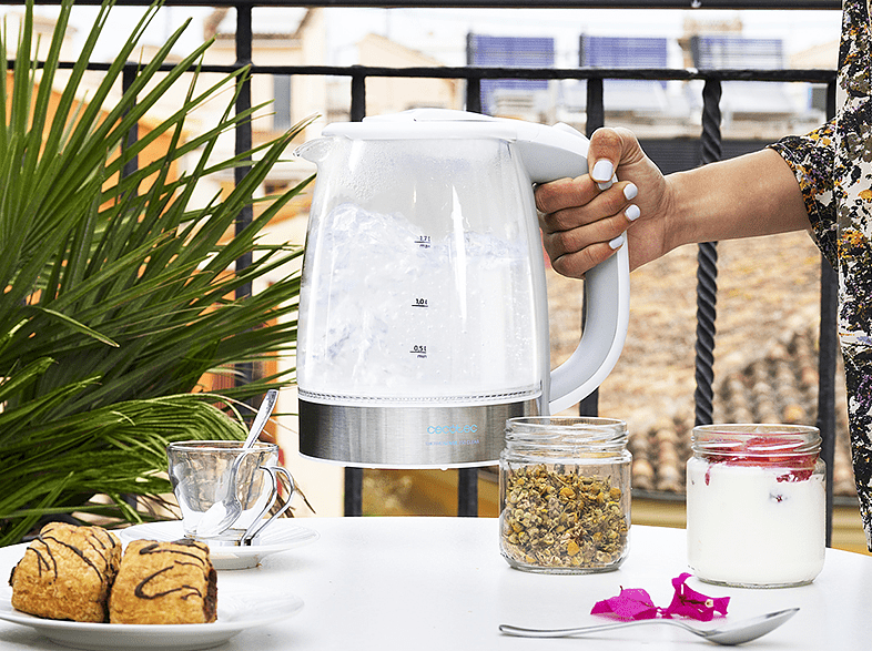 Hervidor - Cecotec Thermosense 350, 2200 W, 1.7 L, Vidrio de Borosilicato, Filtro Antical