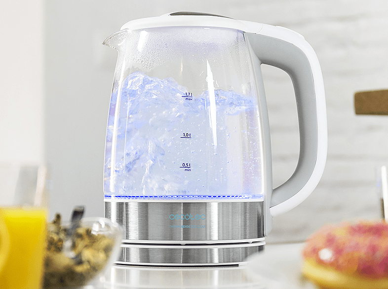 Hervidor - Cecotec Thermosense 350, 2200 W, 1.7 L, Vidrio de Borosilicato, Filtro Antical
