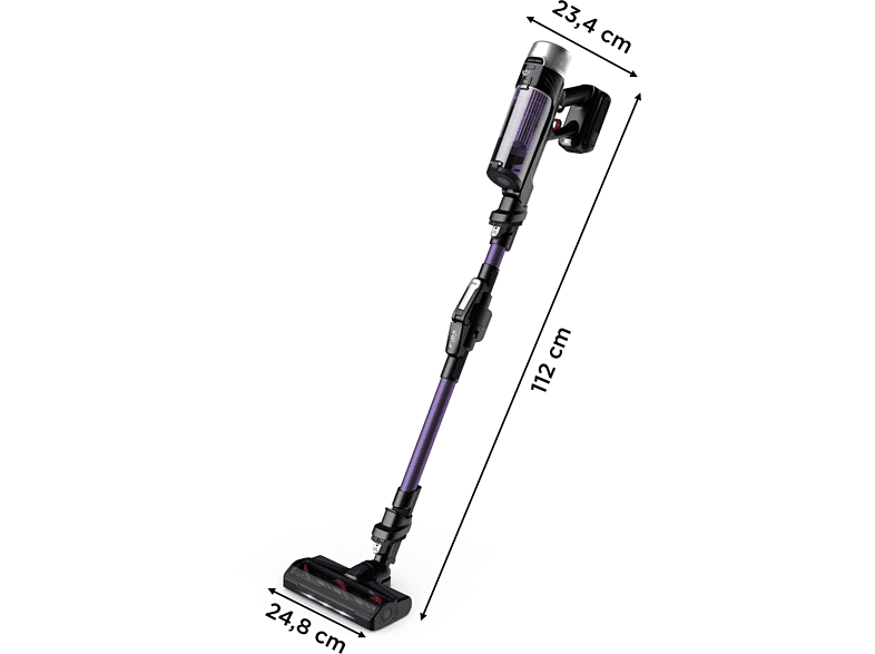 Aspirador escoba - Rowenta RH2039WO X-Force Flex 9.60 Allergy, 200 W, 0.4 L, 45 min, Tecnol. Ciclónica, 3 modos, Multisuperficie, Ultraligera, Púrpura