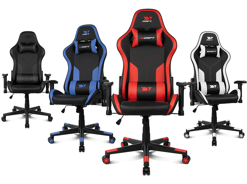 Silla gaming - Drift DR90 Pro V8, 2D (regulable en altura y anchura), Hasta 150 kg, Azul