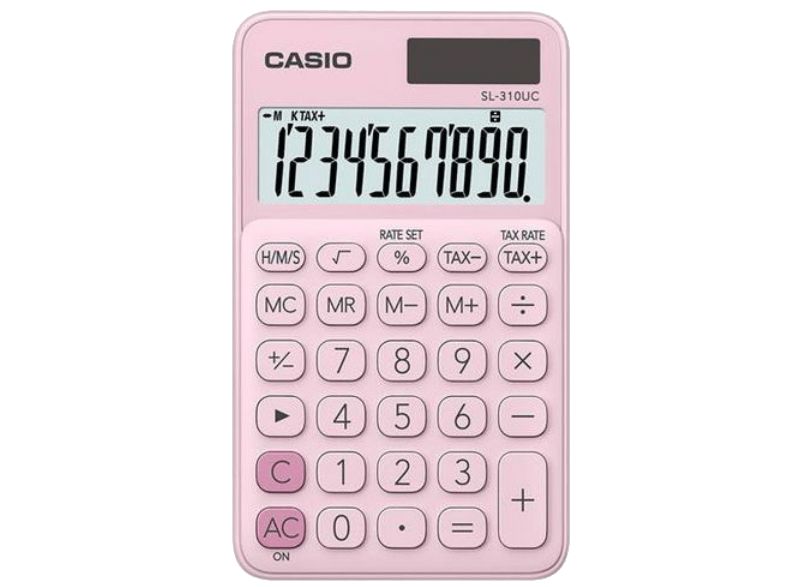 Calculadora - Casio SL-310UC, 10 dígitos, Rosa