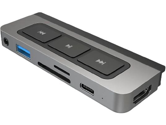 Hub - Hyper Drive Media HD449, USB-C, Para iPad, 6 Puertos en 1, 5 Gbit/s, Plata