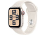 Apple Watch SE (2024), GPS + Cellular, 40 mm, Caja de aluminio Blanco estrella, Vidrio delantero Ion-X, Correa deportiva Blanco estrella, Talla S/M