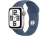 Apple Watch SE (2024), GPS + Cellular, 40 mm, Caja de aluminio Plata, Vidrio delantero Ion-X, Correa deportiva Azul denim, Talla S/M