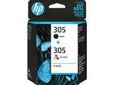 Cartucho de tinta - HP 305 Combo 2 Pack, Negro/Tricolor, 6ZD17AE