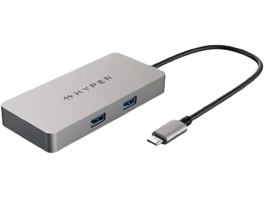 Hub USB/Concentrador - Hyper HDMB2, 5 Puertos en 1, USB-C, 5 Gbit/s, Plata